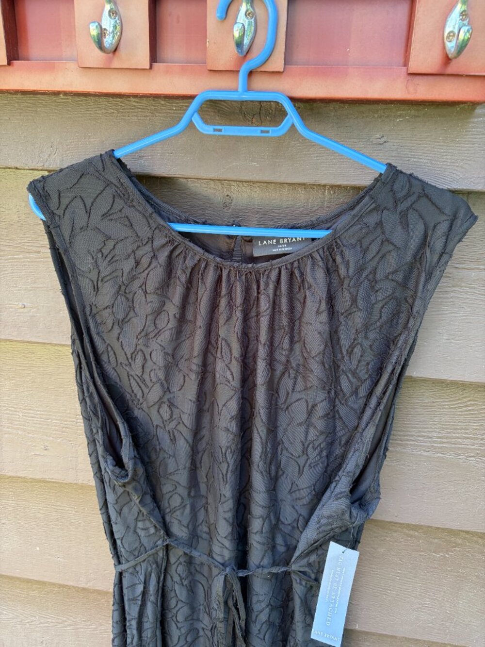 Lane Bryant Black Textured Midi Dress | NWT | Size 26/28 | Sleeveless Tie Waist - Picture 2 of 5